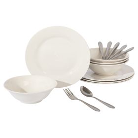 Gibson Everyday Yarbury 16 Piece Fine Certamic Dinnerware Set in White