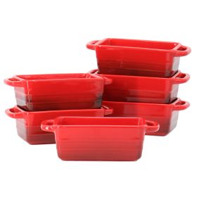 lCrock Pot Appleton 6 Piece 12 Ounce Stoneware Mini Loaf Pan Baker Set in Gradient Red