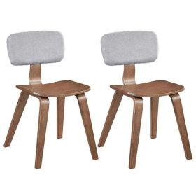Set Of 2 Dining Chair Set (Grey&Walnut), Teddy Velvet Upholstery & Plush Padded Design