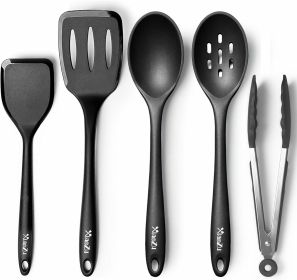 Silicone Cooking Utensils Set, Heat Resistant and large Non Stick Spatulas & Spoons for Kitchen, Ideal BPA Free Kitchen Turners for Frying, Mixing