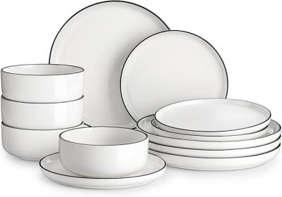 Plates and Bowls Set12 Pieces Dinnerware Set  Kitchen Dinner
