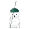 1 PCS 20 OZ Green Little Bear Glass Straw Cup High Borosilicate Heat-resistant Glass Cup For Juice, Milk and Cold drinks