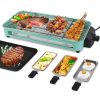1500W Electric Indoor Grill 2 in 1 Electric BBQ Gill with Grill Net Removable Plate 5 Temperature Control 3 Small Trays Dishwasher Safe