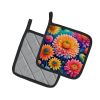 Colorful Chrysanthemums Pair of Pot Holders Kitchen Heat Resistant Pot Holders Sets Oven Hot Pads for Cooking Baking BBQ, 7 1/2 x 7 1/2