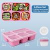 Adult Lunch Boxes - Reusable 3-Pack Snack Box Containers with 5 Compartments and 3 Condiment Cups, BPA-Free Food Storage for Meal Prep, School, Work