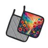 Colorful Begonias Pair of Pot Holders Kitchen Heat Resistant Pot Holders Sets Oven Hot Pads for Cooking Baking BBQ, 7 1/2 x 7 1/2