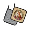 Basenji and Flowers Pair of Pot Holders Kitchen Heat Resistant Pot Holders Sets Oven Hot Pads for Cooking Baking BBQ, 7 1/2 x 7 1/2