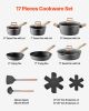 VEVOR 17 Piece Pots and Pans Set Nonstick, Granite Cookware Set, Induction Cookwares, Kitchen RV Cooking Sets with Frying, Sauce, Saute