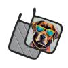 Chocolate Labrador Hippie Dawg Pair of Pot Holders Kitchen Heat Resistant Pot Holders Sets Oven Hot Pads for Cooking Baking BBQ, 7 1/2 x 7 1/2