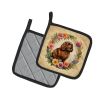 American Water Spaniel and Flowers Pair of Pot Holders Kitchen Heat Resistant Pot Holders Sets Oven Hot Pads for Cooking Baking BBQ, 7 1/2 x 7 1/2