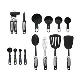Professional 14-Piece Kitchen Tool and Gadget Kitchen Utensil Set in Black