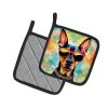 Doberman Pinscher Hippie Dawg Pair of Pot Holders Kitchen Heat Resistant Pot Holders Sets Oven Hot Pads for Cooking Baking BBQ, 7 1/2 x 7 1/2