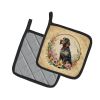 German Wirehaired Pointer and Flowers Pair of Pot Holders Kitchen Heat Resistant Pot Holders Sets Oven Hot Pads for Cooking Baking BBQ, 7 1/2 x 7 1/2
