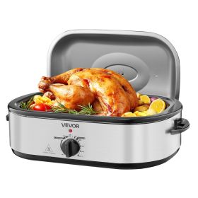VEVOR Roaster Oven, 18QT Electric Roaster Oven, 150-450 Fahrenheit Adjustable Temp Electric Roasting Pan with Self-Basting Lid, Cool-Touch Handle