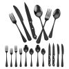 VEVOR 48-Piece Black Silverware Set with Steak Knives, Food-Grade Stainless Steel Flatware Utensils for 8, Mirror Finished Cutlery Set