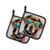 Chocolate Labrador Hippie Dawg Pair of Pot Holders Kitchen Heat Resistant Pot Holders Sets Oven Hot Pads for Cooking Baking BBQ, 7 1/2 x 7 1/2