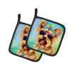 Yorkshire Terrier Hippie Dawg Pair of Pot Holders Kitchen Heat Resistant Pot Holders Sets Oven Hot Pads for Cooking Baking BBQ, 7 1/2 x 7 1/2
