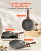 VEVOR Frying Pan Skillet, Aluminum Egg Fry Pans, 3 Piece Set (9.5, 11, 12 in), Nonsitck Heavy-Duty Skillets with Heat-Resistant Handle