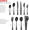 53PCS Black Silverware Set for 8 with Cutlery Drawer Organizer,