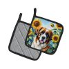 Saint Bernard in Sunflowers Pair of Pot Holders Kitchen Heat Resistant Pot Holders Sets Oven Hot Pads for Cooking Baking BBQ, 7 1/2 x 7 1/2