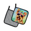 Yorkshire Terrier Hippie Dawg Pair of Pot Holders Kitchen Heat Resistant Pot Holders Sets Oven Hot Pads for Cooking Baking BBQ, 7 1/2 x 7 1/2