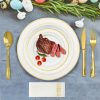 175PCS Disposable Gold Rim Dinnerware Set for 25 Guests - Premium Plastic Plates Cups Cutlery Napkins