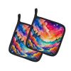Colorful Amaranths Pair of Pot Holders Kitchen Heat Resistant Pot Holders Sets Oven Hot Pads for Cooking Baking BBQ, 7 1/2 x 7 1/2