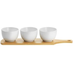 Gibson Elite Gracious Dining 4 Piece Fine Ceramic Tidbit Bowl Set with Base (Color: Base In White)