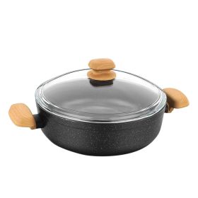Korkmaz Montana 2 Piece Aluminum Nonstick Low Casserole Dish with Lid and Faux Wood Handles (size: 3.5 Liter)
