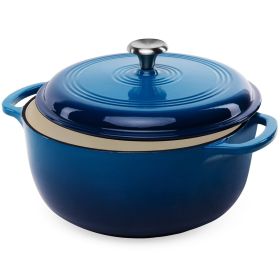 Large Enamel Cast-Iron Dutch Oven Kitchen Cookware (Option: Blue (6 Qt))