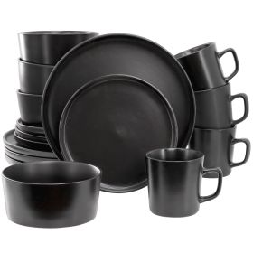 Elama Luxmatte 16 Piece Dinnerware Set (Color: Black)