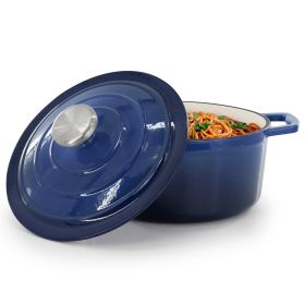 MegaChef 2.7 Quart Round Enameled Cast Iron Casserole (Color: Gradient Dark Blue)