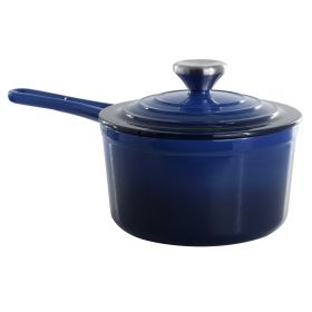 MegaChef 2 Quart Enameled Cast Iron Sauce Pan (Color: Gradient Dark Blue)