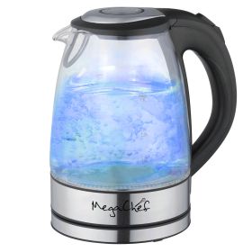MegaChef 1.7Lt. Electric Tea Kettle (Color: Glass And Stainless Steel)