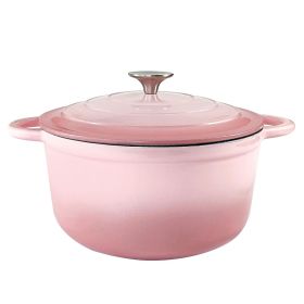 Dutch Oven,Dutch Oven Pot with Lid,5 QT Enamel Dutch Ovens with Dual Handles,Cast Iron Pot for Braiser,Cooking,Gifts for Family (Color: Pink)