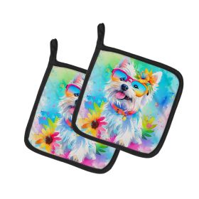 Westie Hippie Dawg Pair of Pot Holders Kitchen Heat Resistant Pot Holders Sets Oven Hot Pads for Cooking Baking BBQ, 7 1/2 x 7 1/2 (Default: Default)