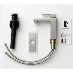 Single Handle Bathroom Faucet, Stainless Steel Single Hole Lavatory Faucet, Modern Sink Faucet, Brushed Nickel (Option: 1)