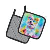 Westie Hippie Dawg Pair of Pot Holders Kitchen Heat Resistant Pot Holders Sets Oven Hot Pads for Cooking Baking BBQ, 7 1/2 x 7 1/2