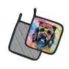 Scottish Terrier Hippie Dawg Pair of Pot Holders Kitchen Heat Resistant Pot Holders Sets Oven Hot Pads for Cooking Baking BBQ, 7 1/2 x 7 1/2