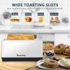 4-Slice Toaster, Extra Wide Long Slot Toaster, 6 Browning Settings, Bagel/Defrost/Reheat Functions, Removable Crumb Tray